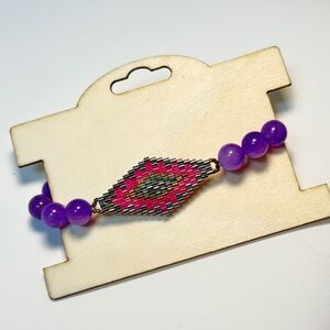 Handmade natural gemstone and seed beads bracelet